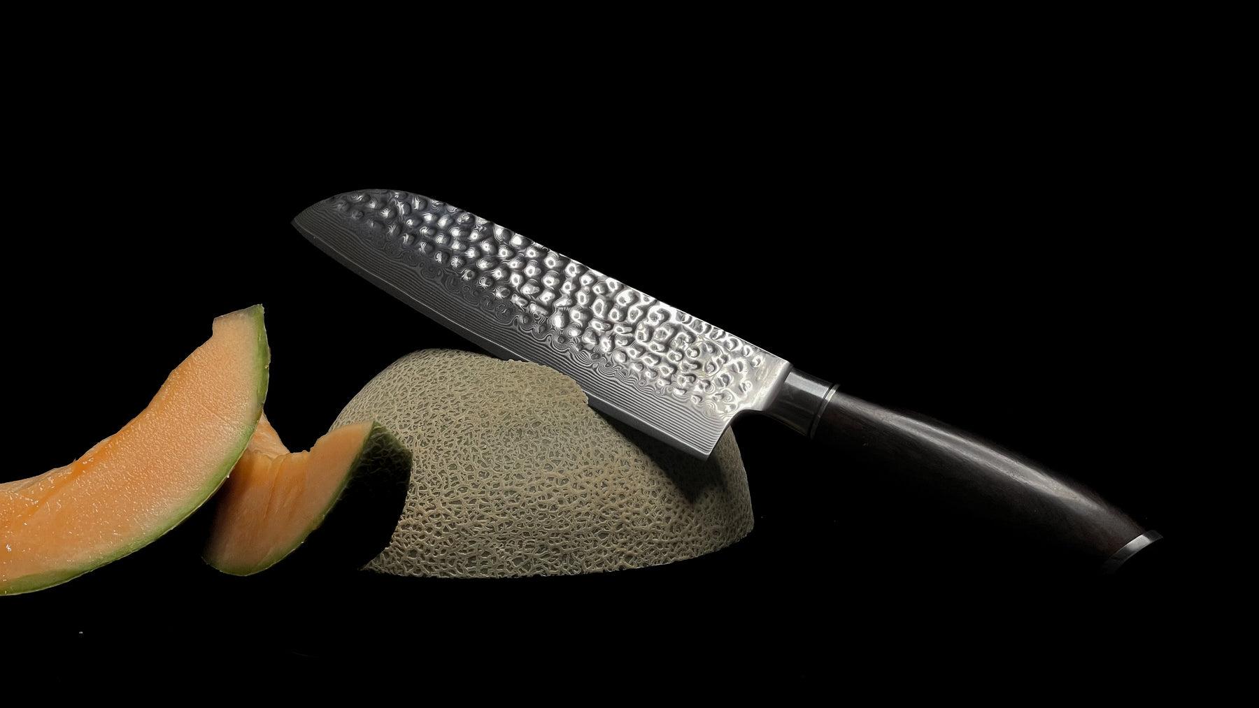 Sumisu Kaki santoku grøntsagskniv i 67-lags damaskusstål med ibenholt træskæfte