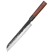 Ushi Tanuki Brødkniv 220 mm med kurouchi sortsmedet finish og Wa-skaft