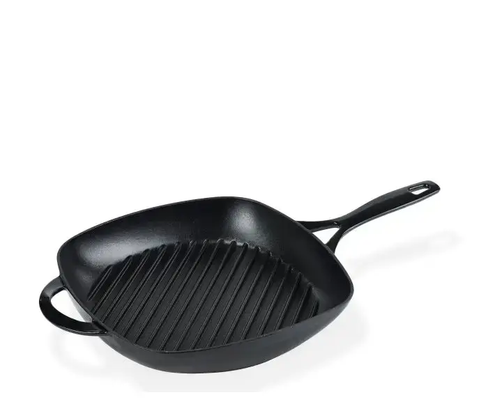 HOLM grillpande 28x28 cm emaljeret støbejern med riller
