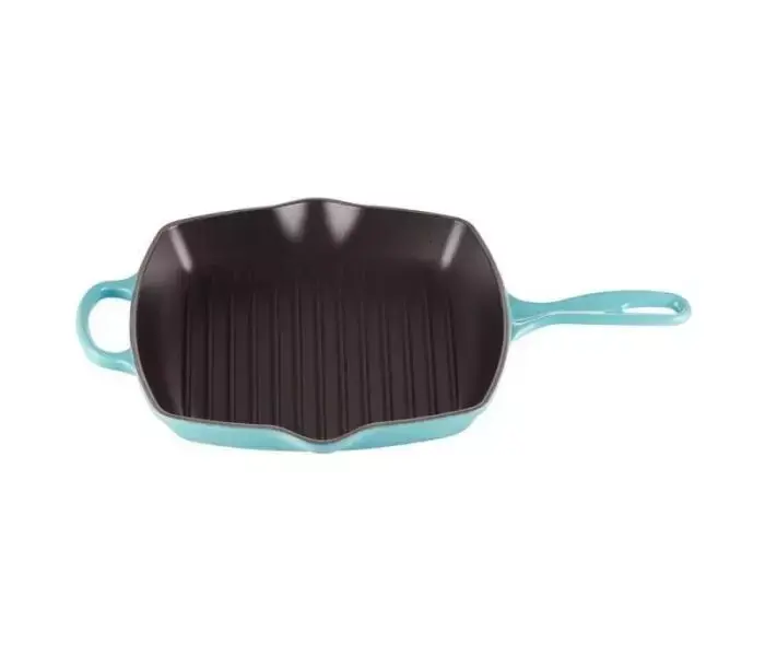 Le Creuset støbejern grillpande 26x26 cm signature Caribbean blå