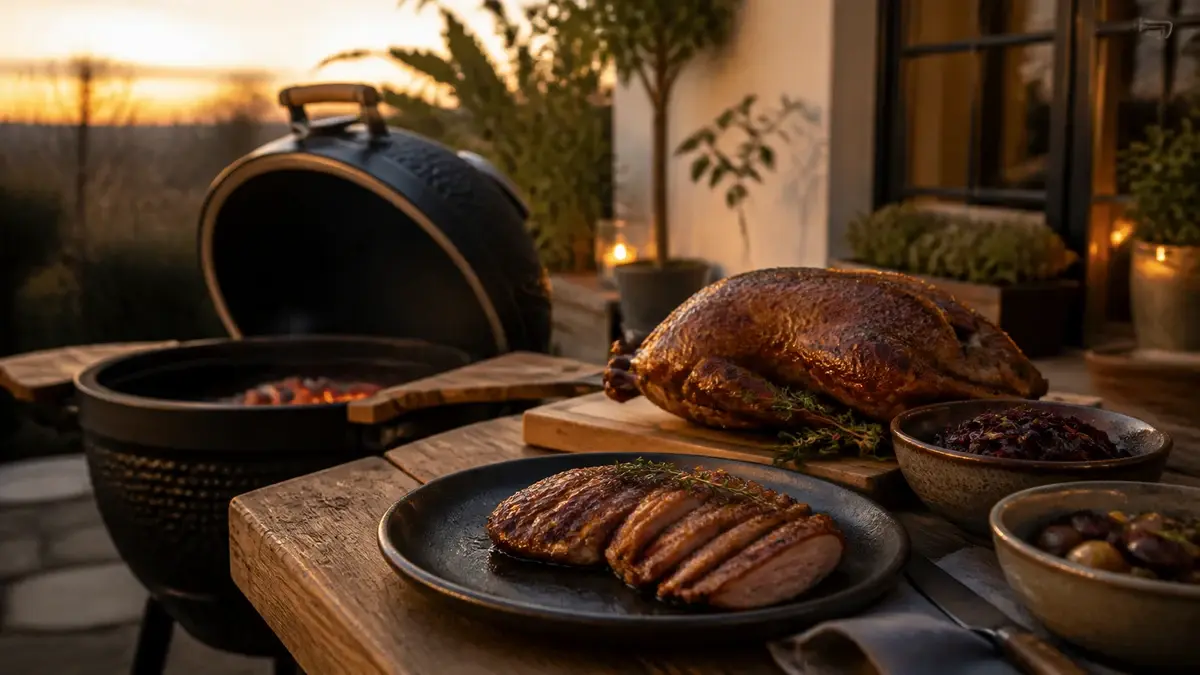 And på grill 2026: hel and og andebryst med sprød skind | Grillglod.dk