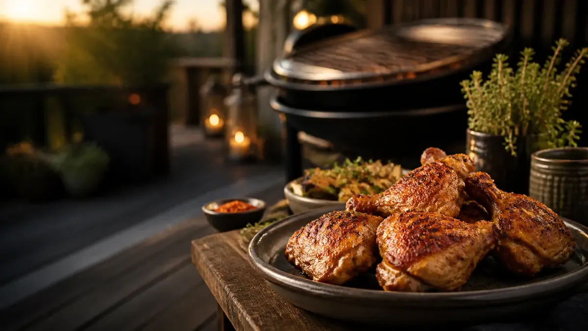 Kyllingelår på grill 2026: saftige lår med sprødt skind | Grillglod.dk