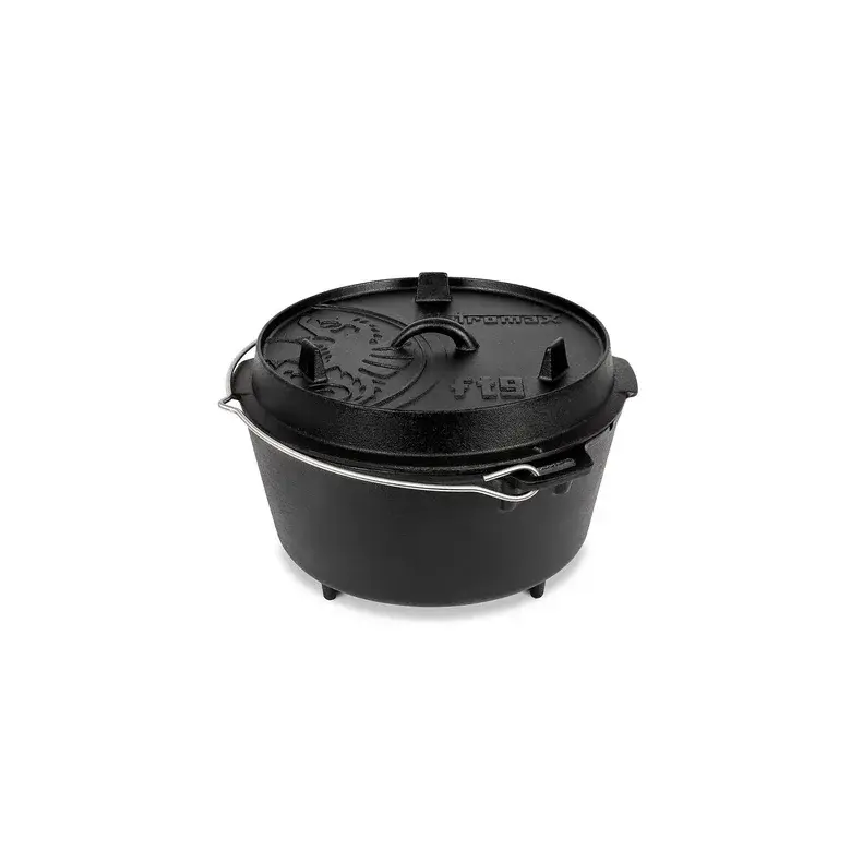 Petromax Dutch Oven FT9 støbejerns bålgryde 8,5 liter med tre ben og fladt låg