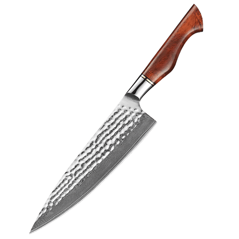 Ushi Kama Itachi Gyuto 210 mm med 73-lags damaskus og rosentræshåndtag
