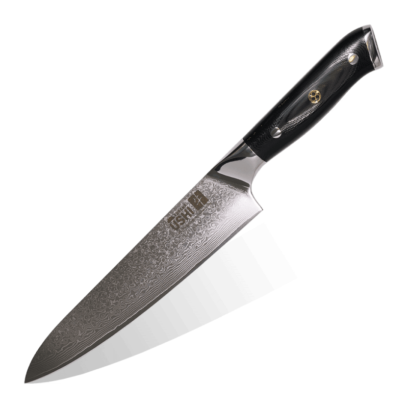 Ushi Gyuto 210 mm med ergonomisk G-10 håndtag og VG-10 damaskusstål